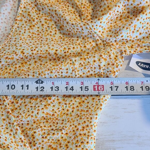 Yellow Daisy Floral Long Sleeve Wrap Shirt Cottagecore Fall Spring Feminine Sm - Picture 6 of 9